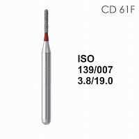 Бор алмазный MANI CD-61F по ISO 139, цилиндр.,007х3,8х19,0мм,макс.скорость 300 тыс.об,зерн.F,5шт
