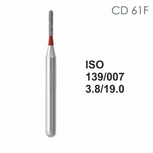 Бор алмазный MANI CD-61F по ISO 139, цилиндр.,007х3,8х19,0мм,макс.скорость 300 тыс.об,зерн.F,5шт