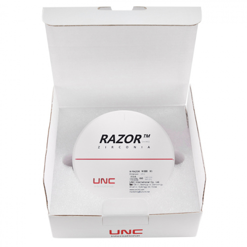 Диск циркониевый Razor 800, однослойный, размер 98х14мм, оттенок B3, UNC Inc (Корея) от Дентал-Ист фото 8