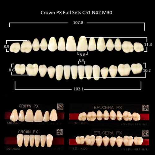Зубы PX CROWN / EFUCERA, цвет C2, фасон C51/N42/30, полный гарнитур, 28шт. от Дентал-Ист