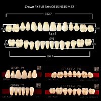 Зубы PX CROWN / EFUCERA, цвет A2, фасон O51S/N61S/32, полный гарнитур, 28шт. от Дентал-Ист