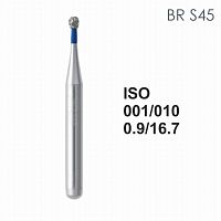Бор алмазный MANI BR-S45 по ISO 001, шарооб.,010х0,9х16,7мм,макс.скорость 450 тыс.об,зерн.S,5шт
