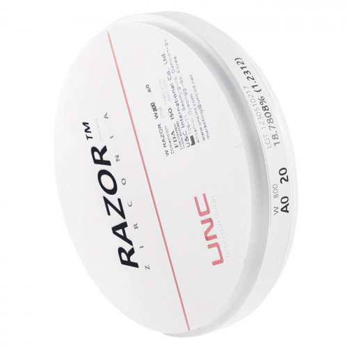 Диск циркониевый Razor 800, однослойный, размер 98х20мм, оттенок A1, UNC Inc (Корея) от Дентал-Ист фото 2