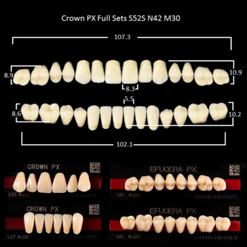 Зубы PX CROWN / EFUCERA, цвет A3,5, фасон S52S/N42/30, полный гарнитур, 28шт. от Дентал-Ист
