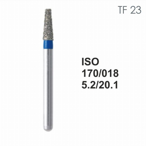 Бор алмазный MANI TF-23 по ISO 170, конус,018х5,2х20,1мм,макс.скорость 300 тыс.об,зерн.S,5шт