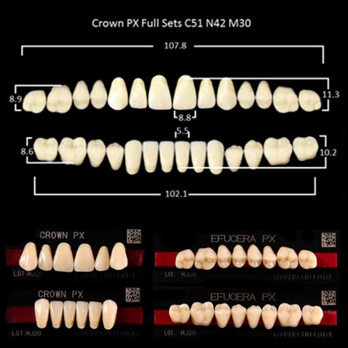 Зубы PX CROWN / EFUCERA, цвет B2, фасон C51/N42/30, полный гарнитур, 28шт.