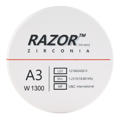 Диск циркониевый Razor 1300, размер 98х16мм, оттенок A3, однослойный