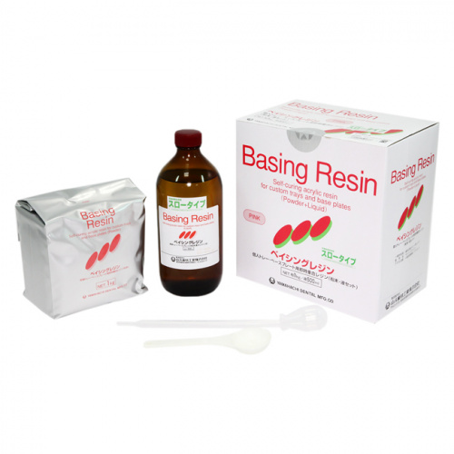 Пластмасса Basing Resin Powder+Liquid Pink медленной холодной полимеризации (7 минут), набор 1000 г + 500 мл. от Дентал-Ист