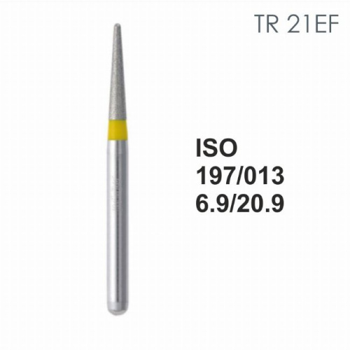 Бор алмазный MANI TR-21EF по ISO 197, конус,013х6,9х20,9мм,макс.скорость 450 тыс.об,зерн.EF,5шт