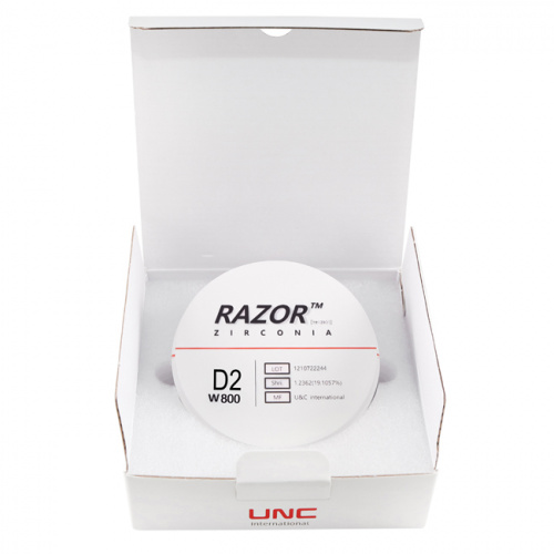 Диск циркониевый Razor 800, однослойный, размер 98х25мм, оттенок D2, UNC Inc (Корея) от Дентал-Ист фото 8