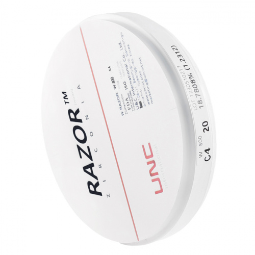 Диск циркониевый Razor 800, однослойный, размер 98х20мм, оттенок C4, UNC Inc (Корея) от Дентал-Ист фото 2