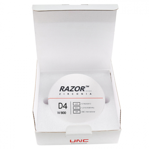 Диск циркониевый Razor 800, однослойный, размер 98х16мм, оттенок D4, UNC Inc (Корея) от Дентал-Ист фото 8