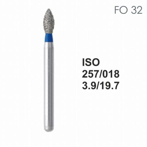 Бор алмазный MANI FO-32 по ISO 257, почка,018х3,9х19,7мм,макс.скорость 450 тыс.об,зерн.S,5шт