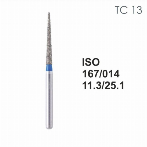 Бор алмазный MANI TC-13 по ISO 167, конус,014х11,3х25,1мм,макс.скорость 450 тыс.об,зерн.S,5шт