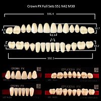 Зубы PX CROWN / EFUCERA, цвет A2, фасон S51/N42/30, полный гарнитур, 28шт.