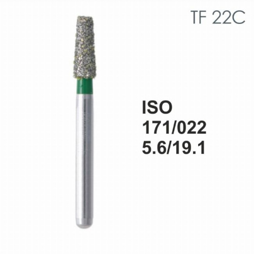 Бор алмазный MANI TF-22C по ISO 171, конус,022х5,6х19,1мм,макс.скорость 300 тыс.об,зерн.C,5шт
