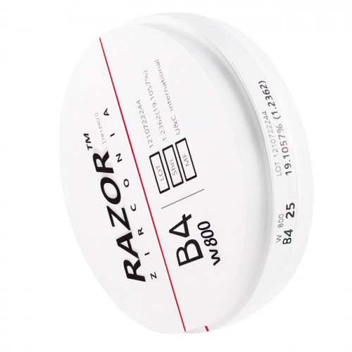 Диск циркониевый Razor 800, однослойный Zirconzahn, 95х25мм, B4, UNC Inc (Корея) от Дентал-Ист фото 2