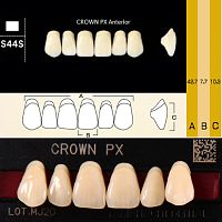 Зубы CROWN PX Anterior, цвет B4, фасон S44S композитные трехслойные, 6 шт.