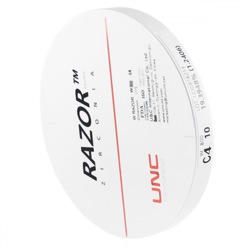 Диск циркониевый Razor 800, однослойный Zirconzahn, 95х10мм, C4, UNC Inc (Корея) фото 2