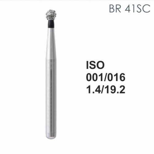 Бор алмазный MANI BR-41SC по ISO 001, шарооб.,016х1,4х19,2мм,макс.скорость 450 тыс.об,зерн.SC,5шт