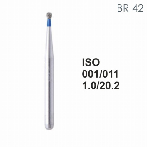 Бор алмазный MANI BR-42 по ISO 001, шарооб.,011х1,0х20,2мм,макс.скорость 450 тыс.об,зерн.S,5шт