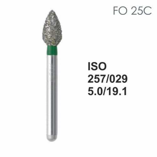 Бор алмазный MANI FO-25C по ISO 257, почка,029х5,0х19,1мм,макс.скорость 160 тыс.об,зерн.C,5шт