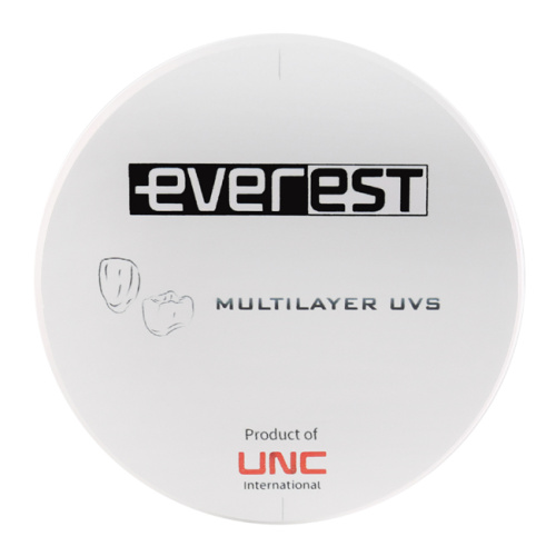 Диск циркониевый Everest Multilayer UVS, размер 95х20мм, оттенок A2, многослойный для ускоренной синтеризации за 40 минут 