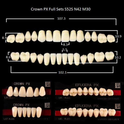 Зубы PX CROWN / EFUCERA, цвет A3,5, фасон S52S/N42/30, полный гарнитур, 28шт.
