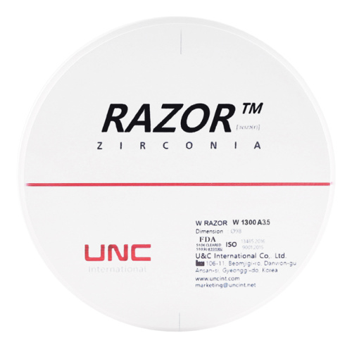 Диск циркониевый Razor 1300, размер 98х14мм, оттенок A3.5, однослойный