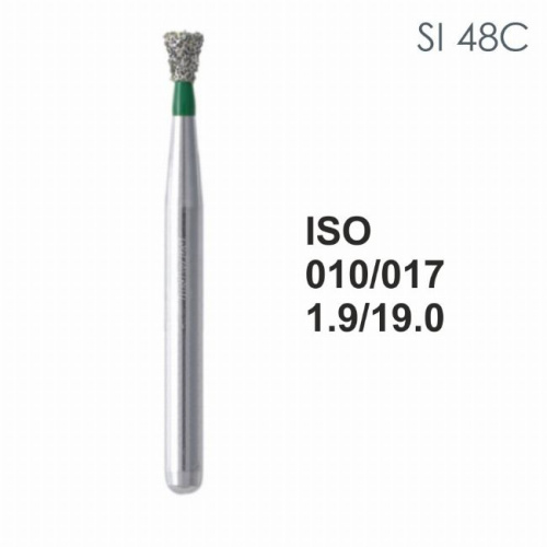 Бор алмазный MANI SI-48C по ISO 010, об.конус,017х1,6х19,0мм,макс.скорость 450 тыс.об,зерн.C,5шт