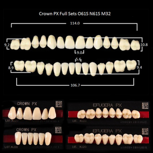 Зубы PX CROWN / EFUCERA, цвет A4, фасон O61S/N61S/32, полный гарнитур, 28шт. от Дентал-Ист