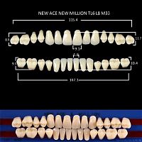 Зубы NEW ACE/NEW MILLION, цвет D3, фасон TL6/L8/M33, полный гарнитур, 28шт. от Дентал-Ист