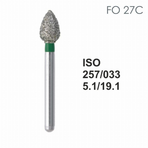 Бор алмазный MANI FO-27C по ISO 257, почка,033х5,1х19,1мм,макс.скорость 160 тыс.об,зерн.C,5шт