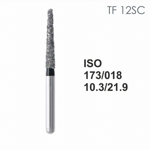 Бор алмазный MANI TF-12SC по ISO 173, конус,018х10,3х21,9мм,макс.скорость 300 тыс.об,зерн.SC,5шт