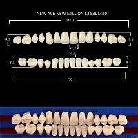 Зубы NEW ACE/NEW MILLION, цвет B1, фасон S2/S3L/M30, полный гарнитур, 28шт. от Дентал-Ист