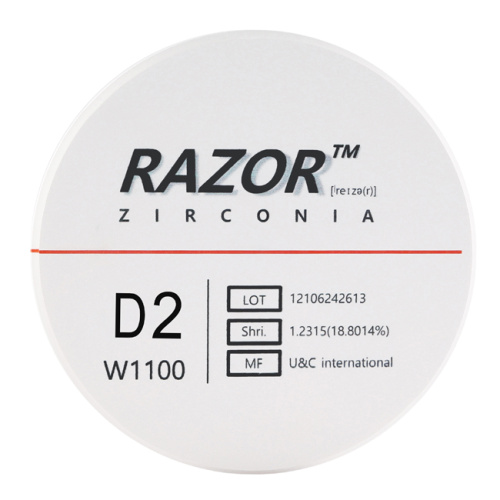 Диск циркониевый Razor 1100, размер 98х16мм, оттенок D2, однослойный
