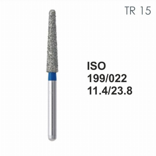 Бор алмазный MANI TR-15 по ISO 199, конус,022х11,4х23,8мм,макс.скорость 300 тыс.об,зерн.S,5шт