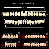 Зубы PX CROWN / EFUCERA, цвет A2, фасон T61/N61S/34, полный гарнитур, 28шт. от Дентал-Ист