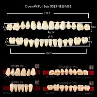 Зубы PX CROWN / EFUCERA, цвет D3, фасон O51S/N61S/32, полный гарнитур, 28шт. от Дентал-Ист