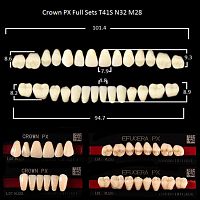 Зубы PX CROWN / EFUCERA, цвет A2, фасон T41S/N42/28, полный гарнитур, 28шт.