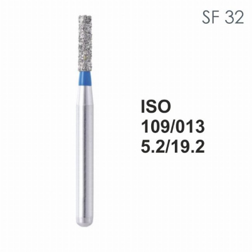 Бор алмазный MANI SF-32 по ISO 109, цилиндр,013х5,2х19,2мм,макс.скорость 450 тыс.об,зерн.S,5шт