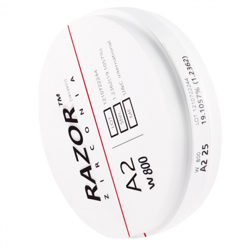 Диск циркониевый Razor 800, однослойный Zirconzahn, 95х25мм, A2, UNC Inc (Корея) от Дентал-Ист фото 2