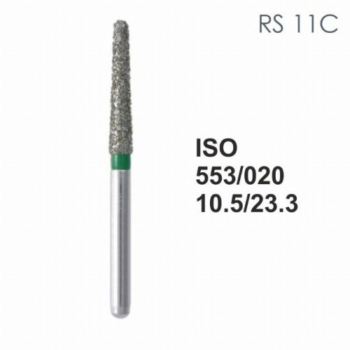 Бор алмазный MANI RS-11C по ISO 553, конус,020х10,5х23,3мм,макс.скорость 300 тыс.об,зерн.C,5шт