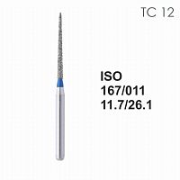 Бор алмазный MANI TC-12 по ISO 167, конус,011х11,7х26,1мм,макс.скорость 450 тыс.об,зерн.S,5шт