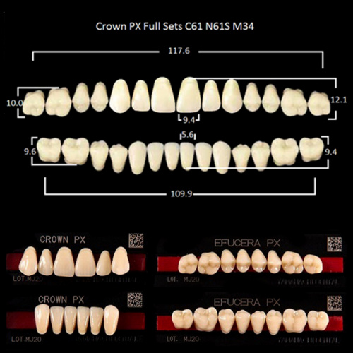 Зубы PX CROWN / EFUCERA, цвет A3,5, фасон C61/N61S/34, полный гарнитур, 28шт. от Дентал-Ист
