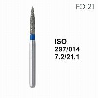 Бор алмазный MANI FO-21 по ISO 297, пламя, 014х7,2х21,1 мм, макс.скорость 300 тыс.об, зерн.S, 5 шт