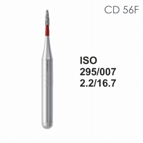 Бор алмазный MANI CD-56F по ISO 295, торпеда,007х2,2х16,7мм,макс.скорость 300 тыс.об,зерн.F,5шт