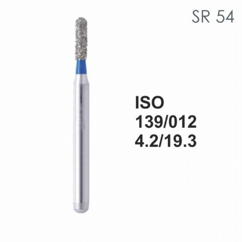 Бор алмазный MANI SR-54 по ISO 139, цилиндр,012х4,2х19,3мм,макс.скорость 300 тыс.об,зерн.S,5шт