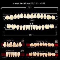 Зубы PX CROWN / EFUCERA, цвет B2, фасон O31S/N31S/28, полный гарнитур, 28шт. от Дентал-Ист