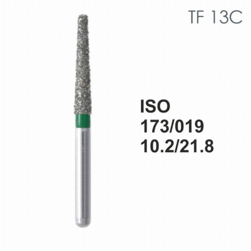 Бор алмазный MANI TF-13C по ISO 173, конус,019х10,2х21,8мм,макс.скорость 300 тыс.об,зерн.C,5шт